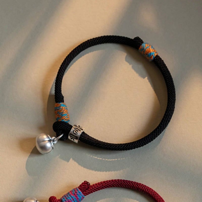 Buddha Stones 925 Sterling Silver Tibetan Handmade Om Mani Padme Hum Persimmon Charm Luck Protection Braided Bracelet - image 2