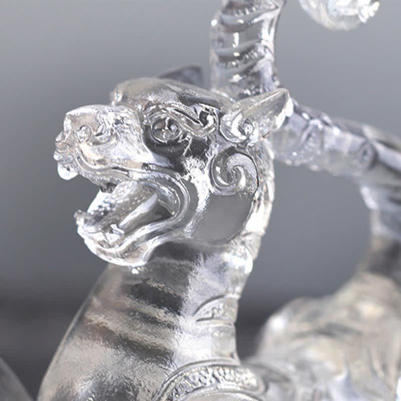 Buddha Stones Feng Shui Four Symbols Azure Dragon Handmade Liuli Crystal Art Piece Home Office Decoration - image 6