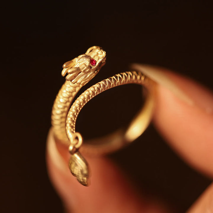 Buddha Stones 925 Sterling Silver Vintage Year of the Dragon Luck Protection Strength Adjustable Ring - image 4