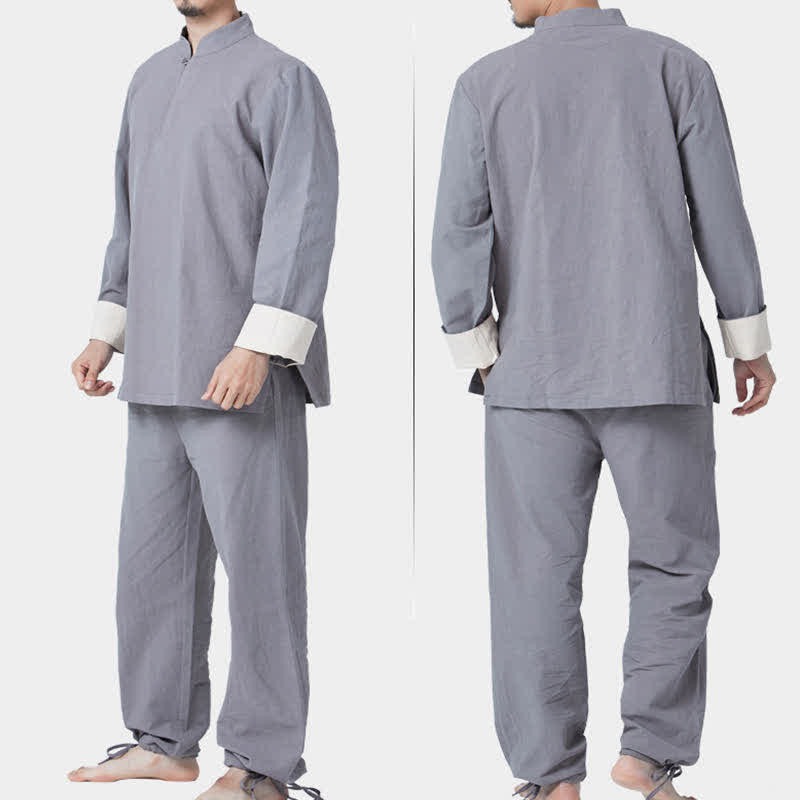 Spiritual Zen Meditation Yoga Prayer Practice Cotton Linen Clothing Men's Set