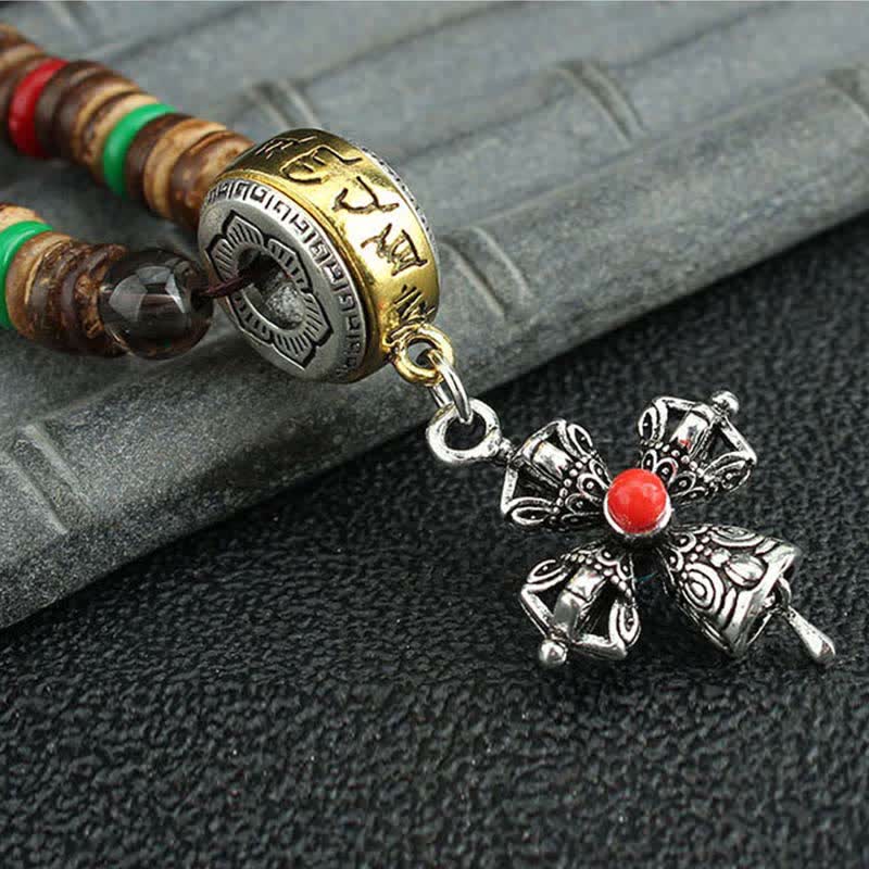 Buddha Stones Tibetan Om Mani Padme Hum Prayer Wheel Rotation Vajra Wood Necklace Pendant - image 28
