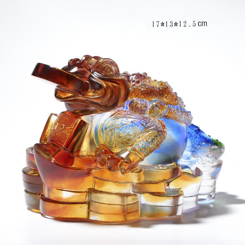 Feng Shui Frog Handmade Liuli Crystal Art Piece Wealth Home Office Decoration - 17*13*12.5cm - image 8