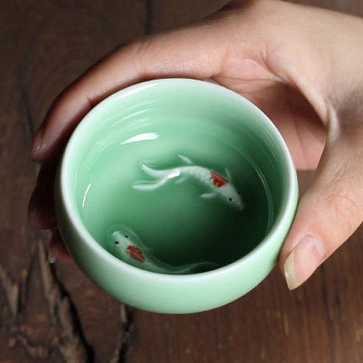 Buddha Stones Colorful Koi Fish Ceramic Teacup Kung Fu Tea Cup Bowl - image 18