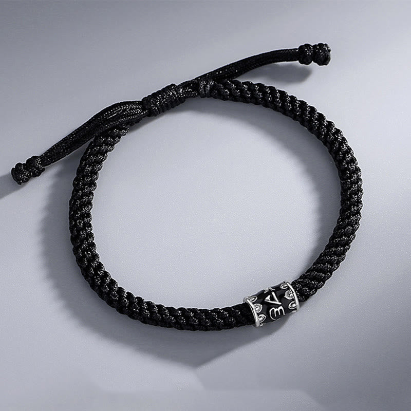 Buddha Stones 925 Sterling Silver Om Mani Padme Hum Peace Braided Bracelet - image 2