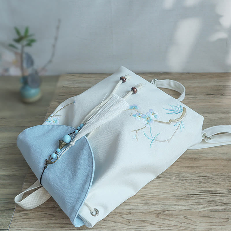 Buddha Stones Handmade Embroidered Large Capacity Canvas Backpack - image 45