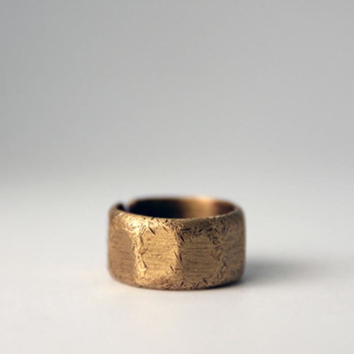 Tibetan Simple Design Copper Brass Frosted Wealth Ring - image 17