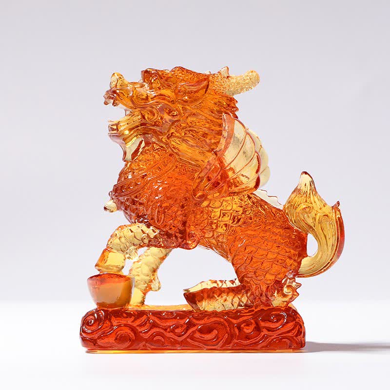 Feng Shui Kirin Handmade Liuli Crystal Art Piece Fortune Home Office Decoration - image 11