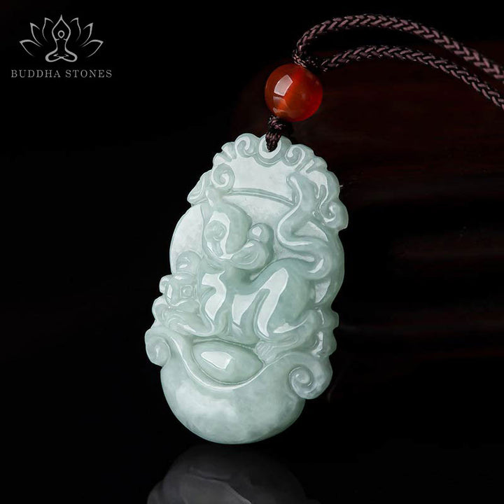 Buddha Stones Natural Jade 12 Chinese Zodiac Sucess Pendant Necklace - image 1