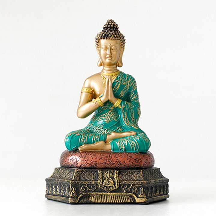 Buddha Stones Buddha Compassion Resin Statue Decoration - Green - image 0