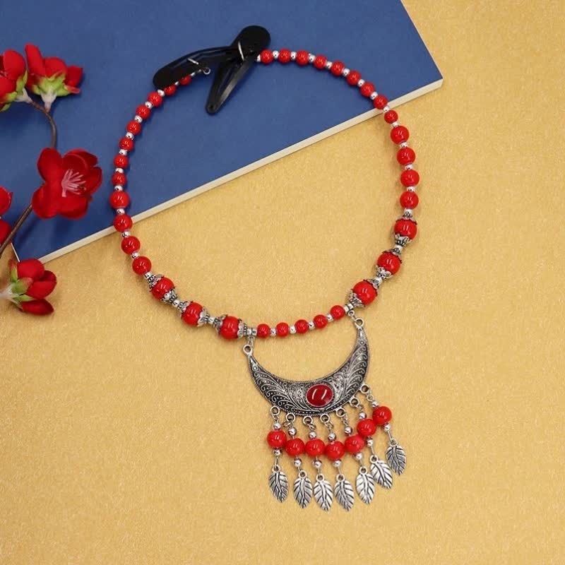 Tibetan Exotic Beads Tassel Hair Decoration - Red - image 5