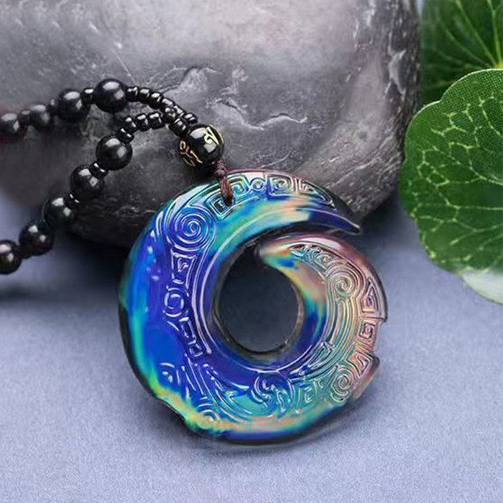 Color-Changing One's Luck Improves Design Pattern Liuli Crystal Necklace Pendant - Color-Changing Pendant+Beads Rope - image 6