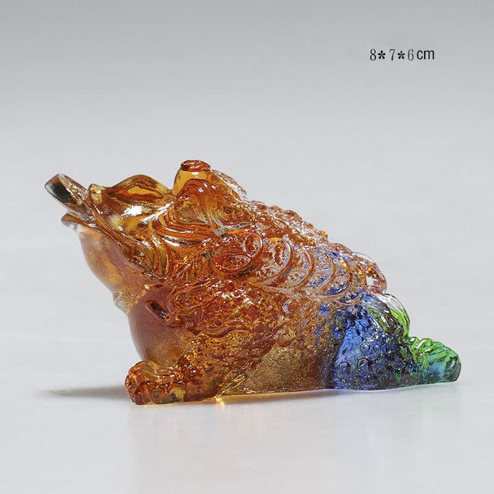 Feng Shui Frog Handmade Liuli Crystal Art Piece Wealth Home Office Decoration - 8*7*6cm - image 1