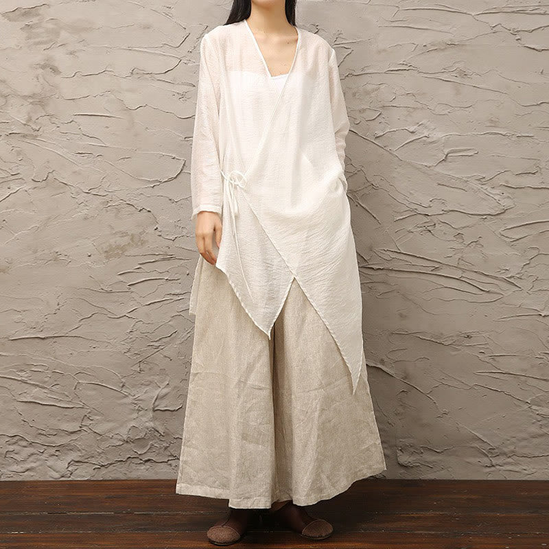Simple White Beige Pattern Meditation Spiritual Zen Practice Yoga Clothing Women's Clothes - image 14