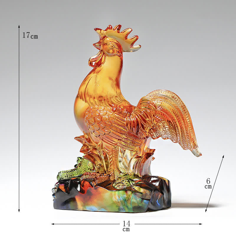 Handmade Liuli Crystal Rooster Art Piece Home Decoration - Small 14*6*17cm - image 2