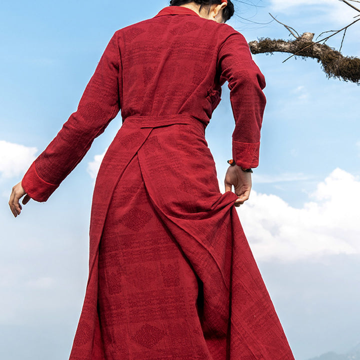 Buddha Stones Tibetan Dress Clothing Lhasa Long Wrap Dress Maxi Dress Women Clothing