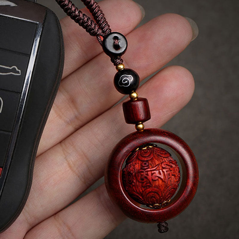 Buddha Stones Tibetan Small Leaf Red Sandalwood Ebony Luck Protection Rotation Decoration - image 5