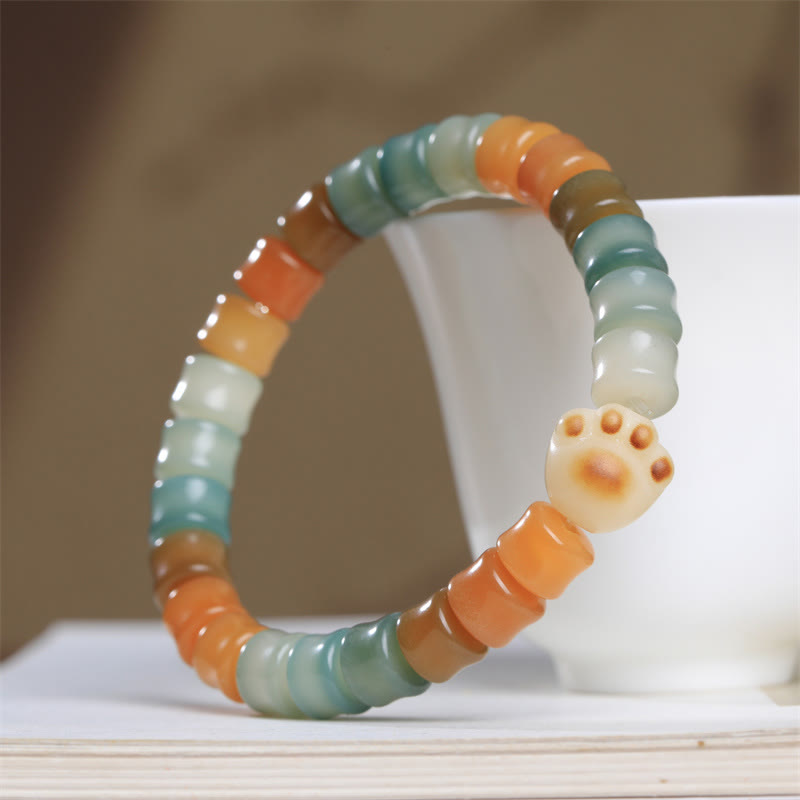 Buddha Stones Colorful Bodhi Seed Cat Paw Wisdom Bracelet - image 1