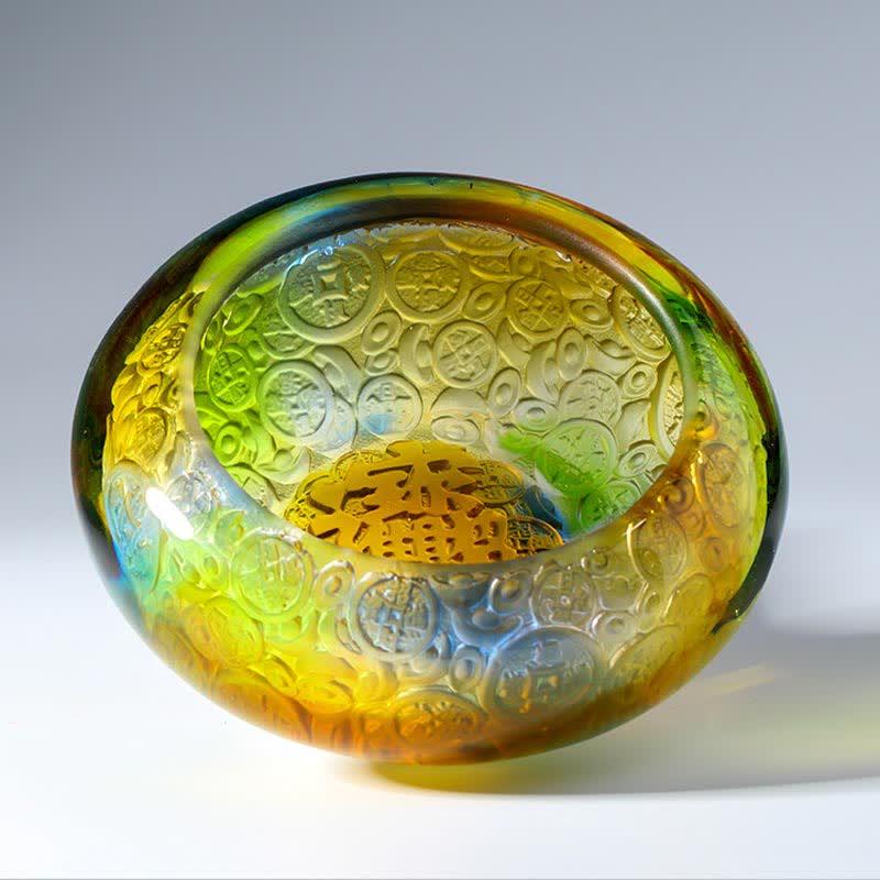 Handmade Liuli Crystal Treasure Bowl Ingots Art Piece Home Decoration - image 4