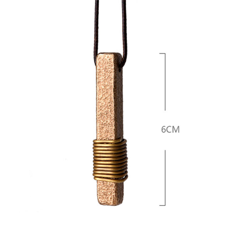 Buddha Stones Vintage Textured Design Brass Copper Wealth Necklace Pendant - image 12