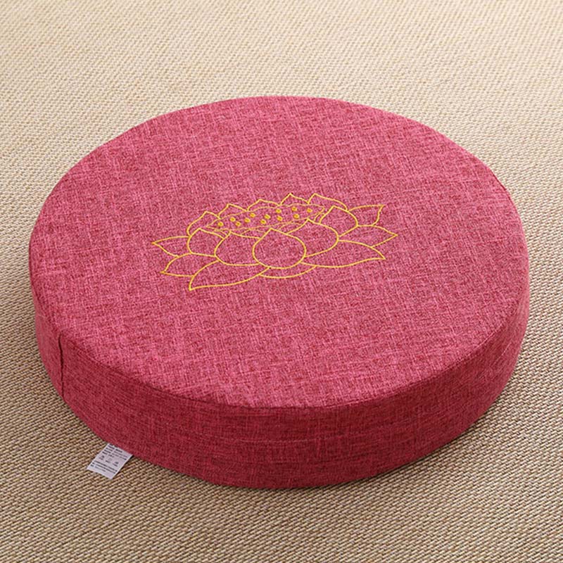 Buddha Stones Lotus Embroidery Cotton Linen Meditation Seat Cushion - Soft - 40cm*10cm - DeepPink - image 20