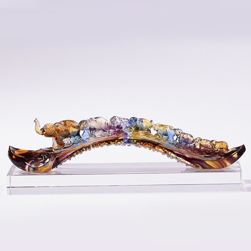 Handmade Liuli Crystal Ruyi Elephant Art Piece Home Decoration With Crystal Base - image 8