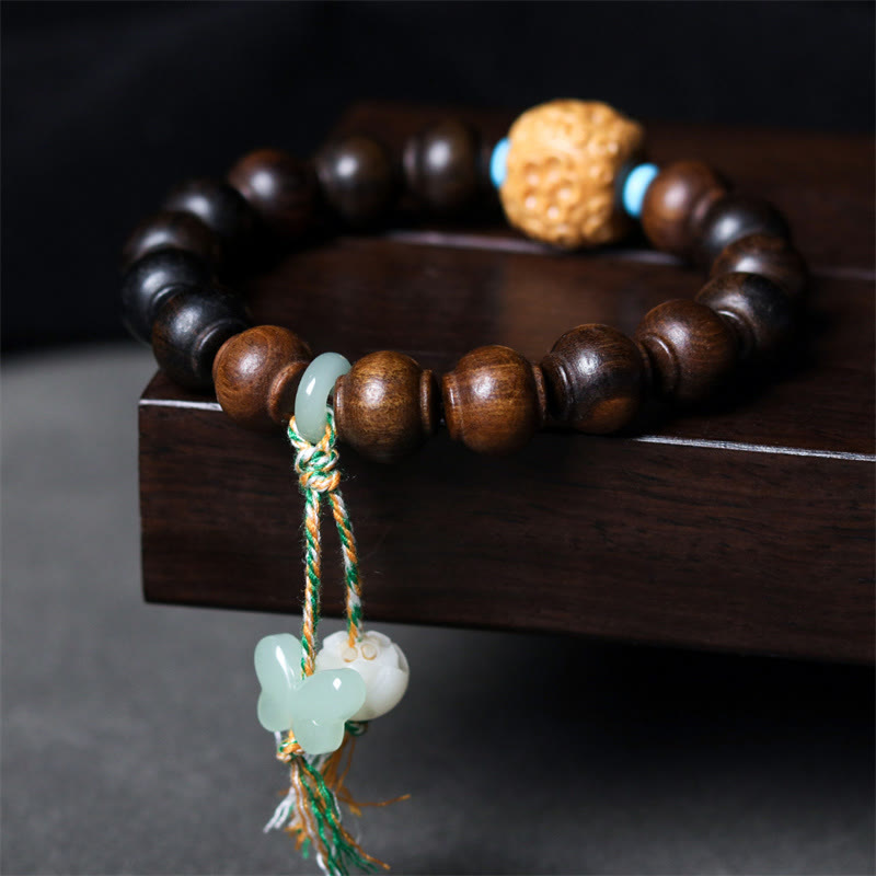 Buddha Stones Agarwood Lantern Beads Butterfly Lotus Charm Strength Bracelet