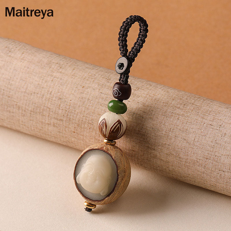 Buddha Stones Bodhi Seed Blessing Keychain Decoration - Maitreya - image 2