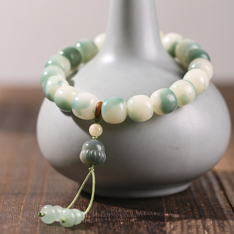 Buddha Stones Gradient Bodhi Seed Nine Tailed Fox Cat Paw Claw Pine Cone Peace Bracelet - Small Pine Cone(Wrist Circumference 16-17cm) - image 16