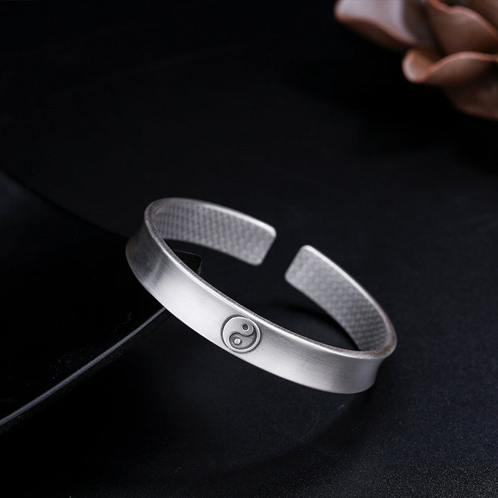 Buddha Stones 999 Sterling Silver Yin Yang Auspicious Clouds Balance Harmony Bracelet - image 13