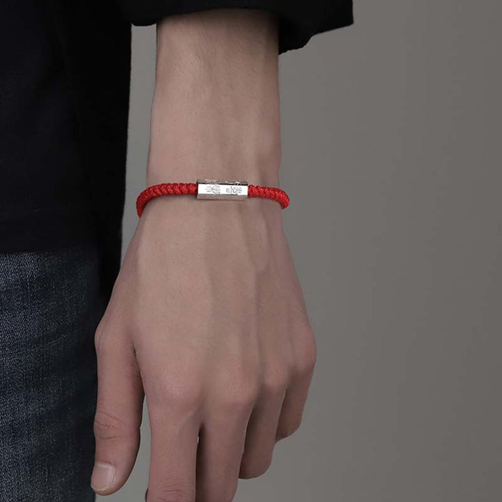 Buddha Stones 925 Sterling Silver Letter Engraving Blessing String Bracelet - image 3