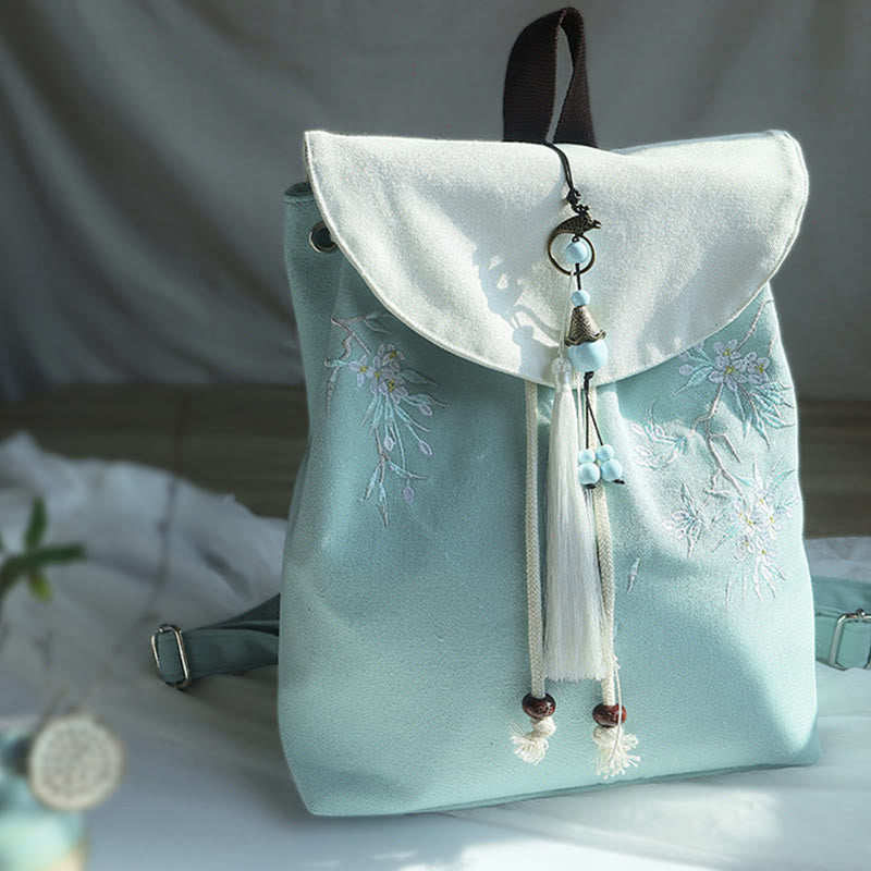 Buddha Stones Handmade Embroidered Large Capacity Canvas Backpack - image 10