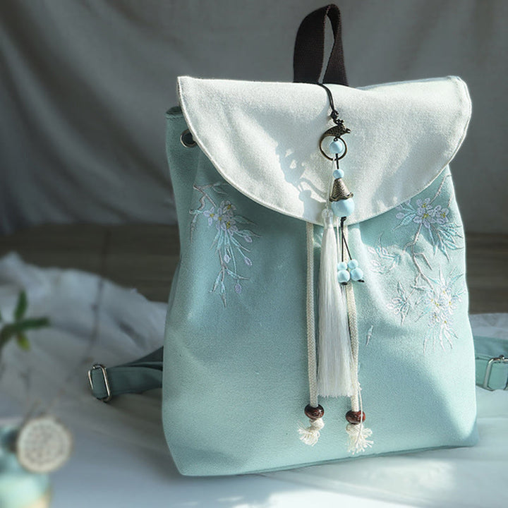 Buddha Stones Handmade Embroidered Large Capacity Canvas Backpack - image 10