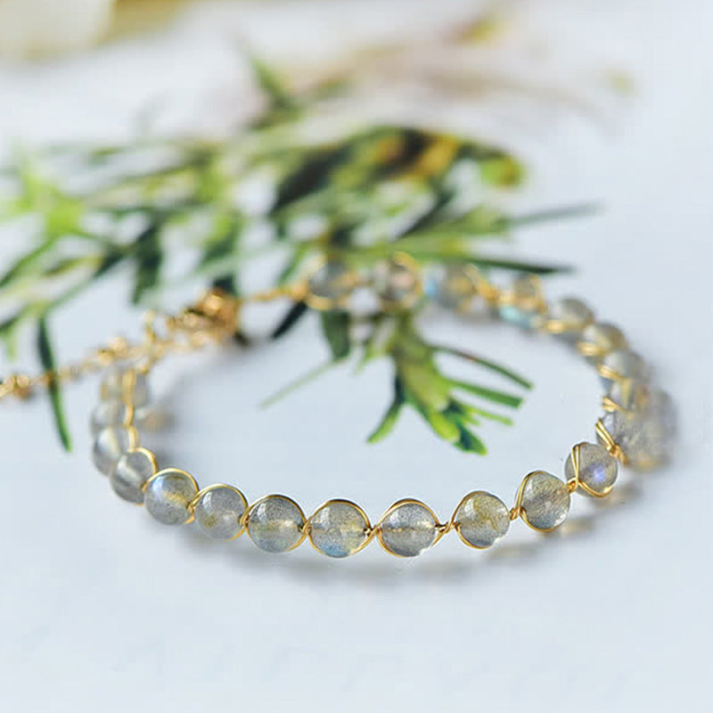 Buddha Stones Natural Moonstone 14K Gold Plated Healing Positive Bracelet - image 4