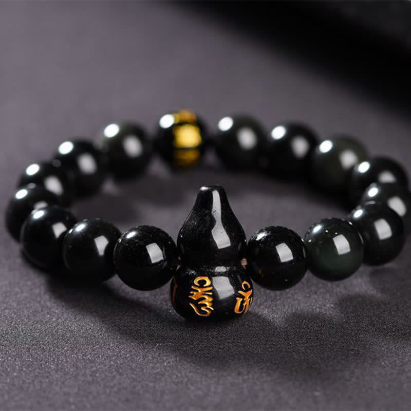 Rainbow Obsidian Gourd Om Mani Padme Hum Inner Peace Bracelet