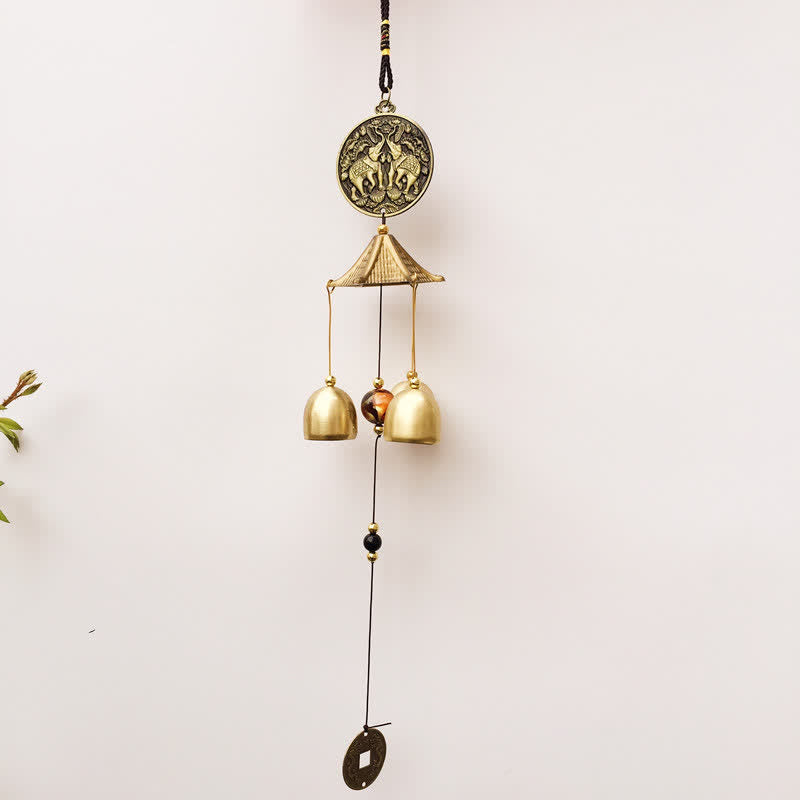 Buddha Stones Blessing Letter Elephant Bagua Auspicious Coin Wall Hanging Chime Bell Handmade Home Decoration - image 5