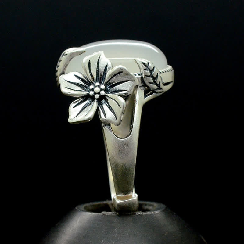 990 Sterling Silver Natural Chalcedony Plum Positive Harmony Ring - image 9