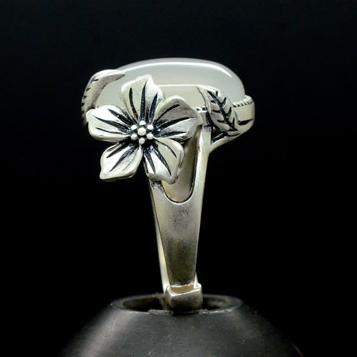 990 Sterling Silver Natural Chalcedony Plum Positive Harmony Ring - image 9