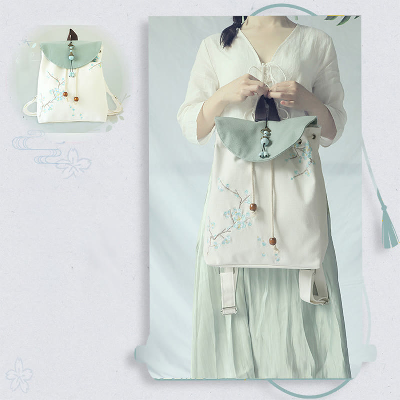 Buddha Stones Handmade Embroidered Large Capacity Canvas Backpack - image 21