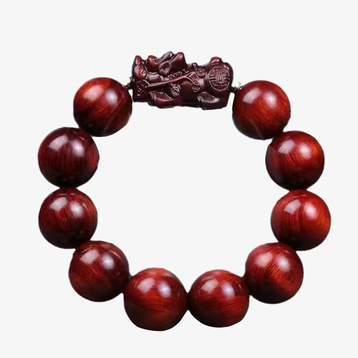 Buddha Stones Small Leaf Red Sandalwood PiXiu Protection Bracelet