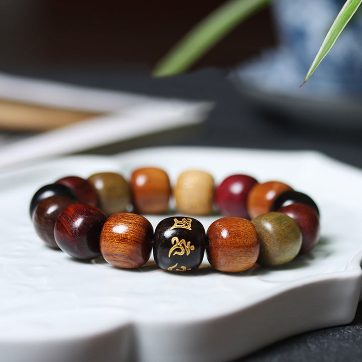 Buddha Stones Tibet Various Wood Om Mani Padme Hum Purity Bracelet