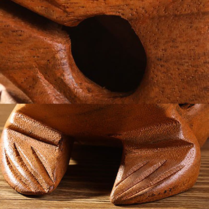 Buddha Stones Handcrafted FengShui Wealth Luck Frog Mini Wooden Croaking Frog Guiro Decoration - image 9