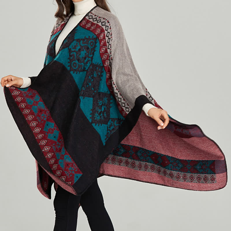 Buddha Stones Tibetan Shawl Diamond Pattern Winter Warm Cloak Scarf - image 19