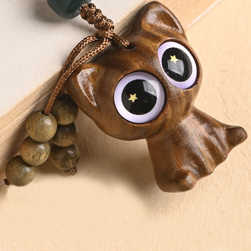 Buddha Stones Green Sandalwood Lucky Cat Koi Fish Cure Key Chain Phone Hanging Decoration - image 19