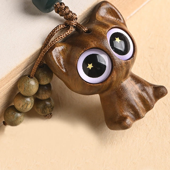 Buddha Stones Green Sandalwood Lucky Cat Koi Fish Cure Key Chain Phone Hanging Decoration - image 19