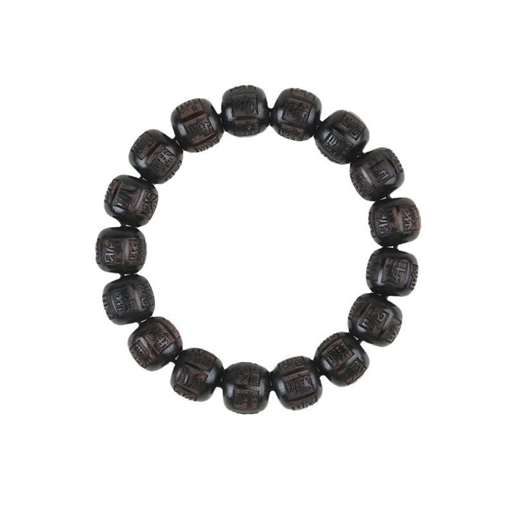 Buddha Stones Tibet Ebony Wood Om Mani Padme Hum Engraved Balance Bracelet