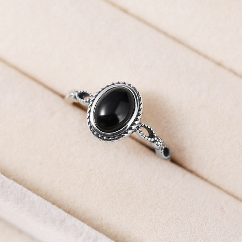 Buddha Stones 925 Sterling Silver Black Onyx Fortune Ring - image 2