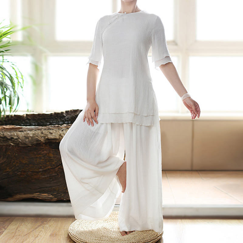 Vintage Yoga Zen Prayer Spiritual Meditation Practice Plain Color Clothing Women's Set - image 1