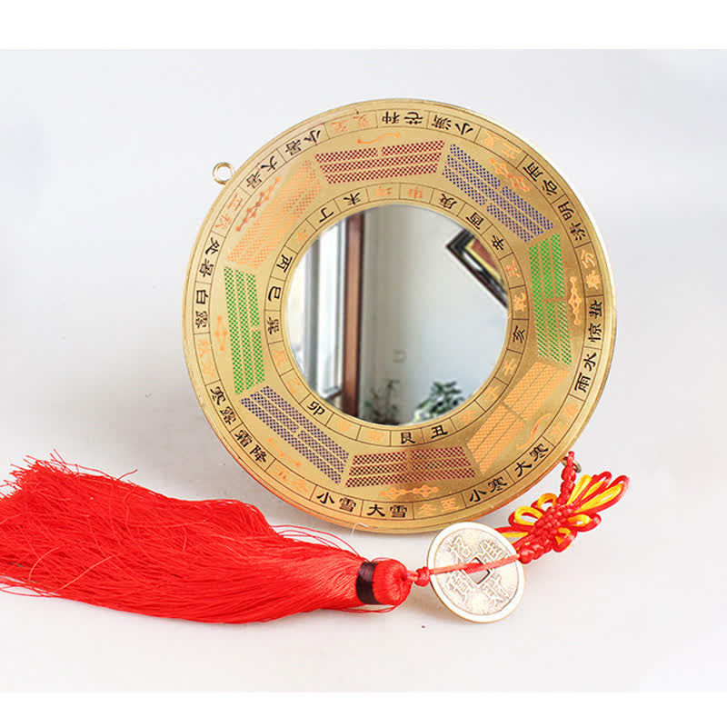 Feng Shui Bagua Map Copper Coin Chinese Knotting Balance Energy Map - 19cm - Four Seasons Bagua Map - Concave Mirror - image 16
