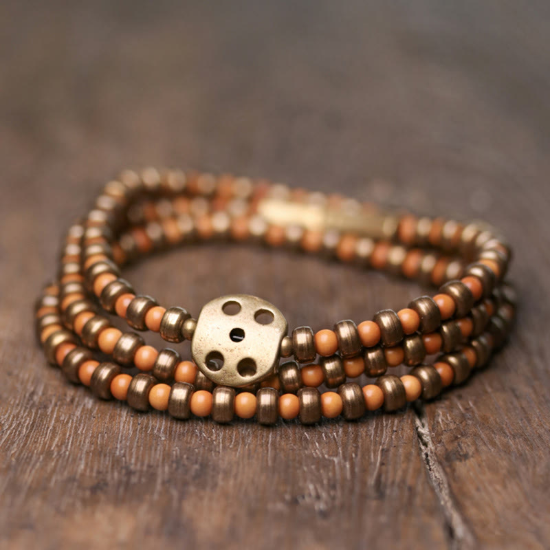 Buddha Stones Retro Olive Pit Copper Wealth Bracelet