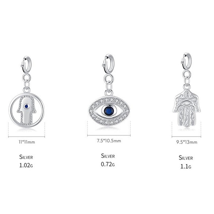 925 Sterling Silver Evil Eye Hamsa Symbol Prosperity Luck Chain Necklace Pendant - image 11